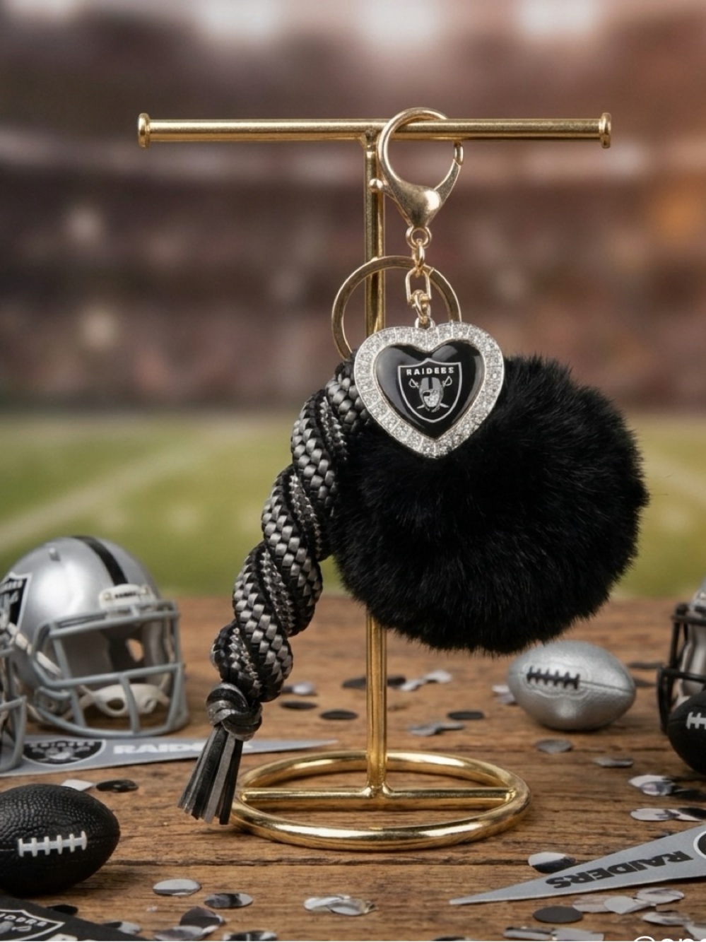 Raider Glam Pom Keychain